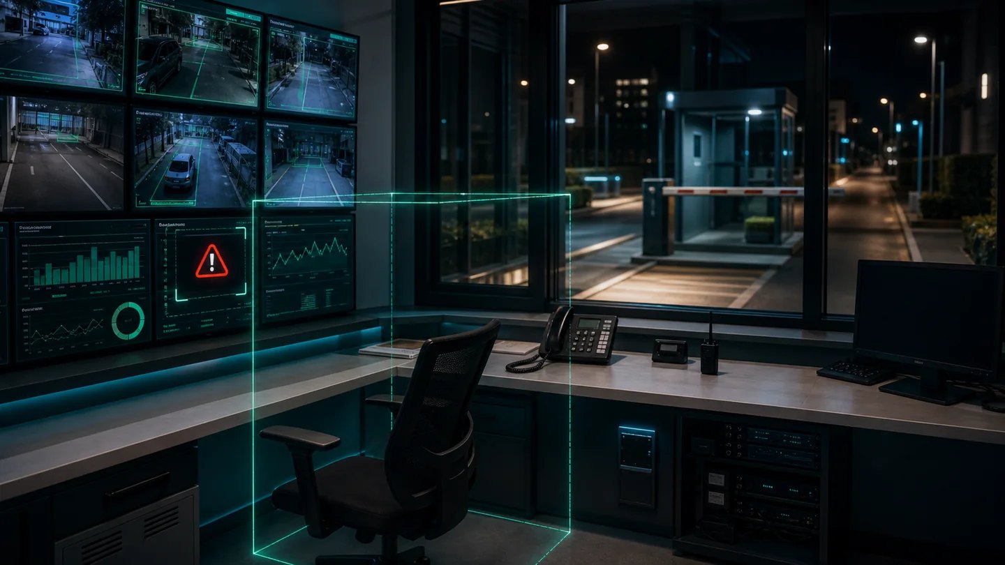 Abandono de posto em empresa de monitoramento detectado por analítico de vídeo